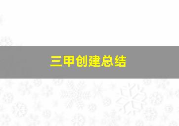 三甲创建总结