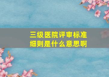 三级医院评审标准细则是什么意思啊