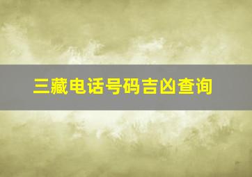 三藏电话号码吉凶查询