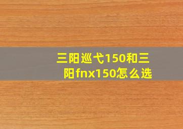 三阳巡弋150和三阳fnx150怎么选