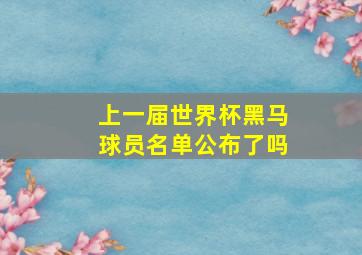 上一届世界杯黑马球员名单公布了吗