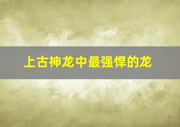 上古神龙中最强悍的龙