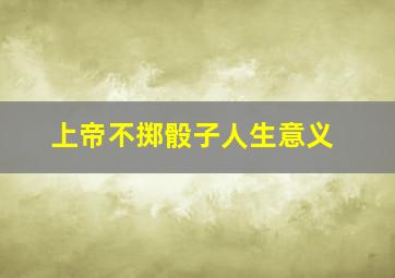 上帝不掷骰子人生意义