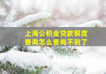 上海公积金贷款额度查询怎么查询不到了