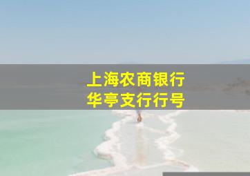 上海农商银行华亭支行行号