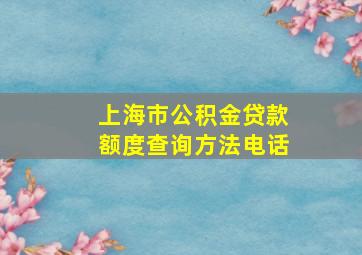 上海市公积金贷款额度查询方法电话