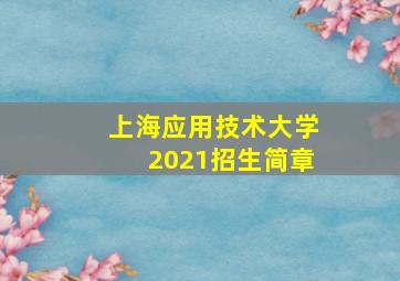 上海应用技术大学2021招生简章