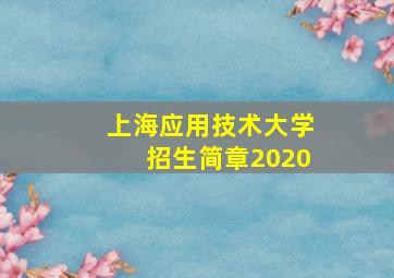 上海应用技术大学招生简章2020