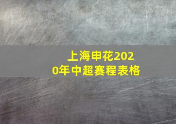 上海申花2020年中超赛程表格