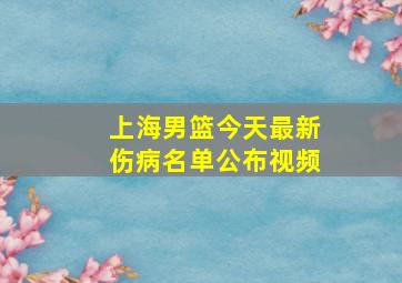 上海男篮今天最新伤病名单公布视频