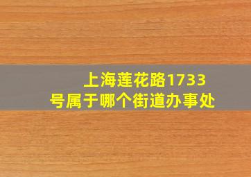 上海莲花路1733号属于哪个街道办事处