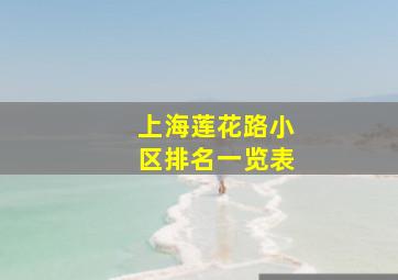 上海莲花路小区排名一览表