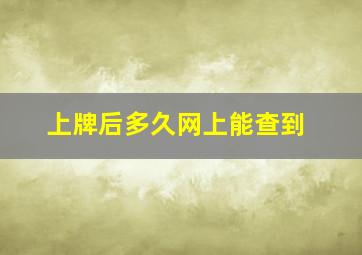 上牌后多久网上能查到