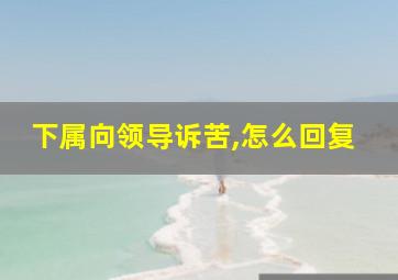 下属向领导诉苦,怎么回复