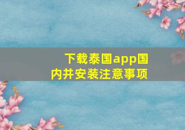 下载泰国app国内并安装注意事项