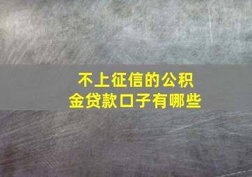 不上征信的公积金贷款口子有哪些