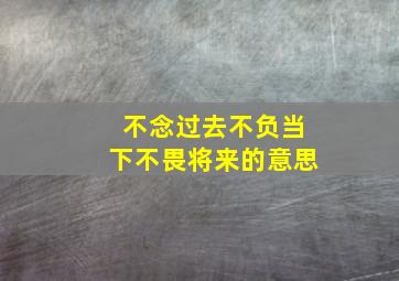 不念过去不负当下不畏将来的意思