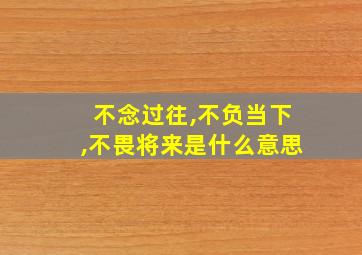 不念过往,不负当下,不畏将来是什么意思