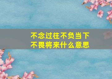 不念过往不负当下不畏将来什么意思