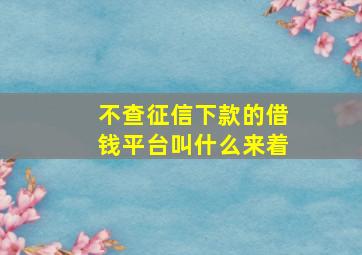 不查征信下款的借钱平台叫什么来着