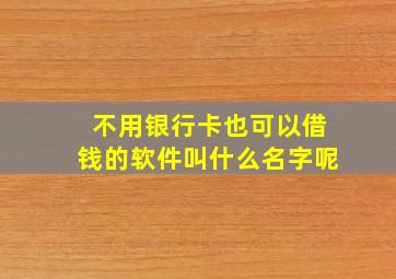 不用银行卡也可以借钱的软件叫什么名字呢