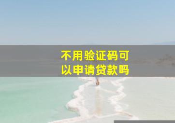 不用验证码可以申请贷款吗