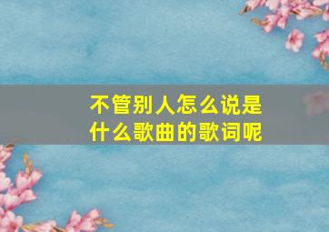 不管别人怎么说是什么歌曲的歌词呢