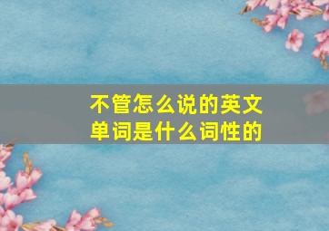 不管怎么说的英文单词是什么词性的