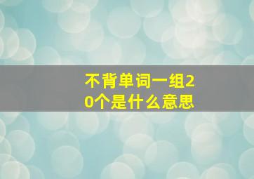 不背单词一组20个是什么意思