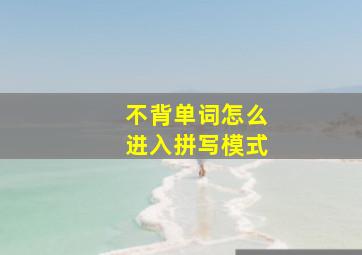 不背单词怎么进入拼写模式