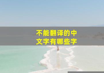 不能翻译的中文字有哪些字