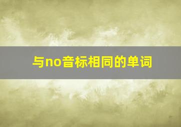 与no音标相同的单词