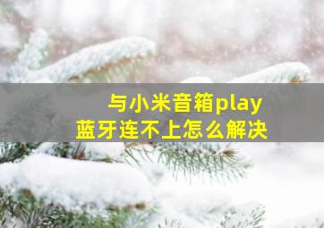 与小米音箱play蓝牙连不上怎么解决