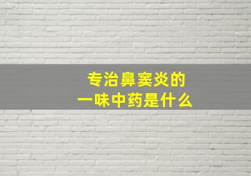 专治鼻窦炎的一味中药是什么