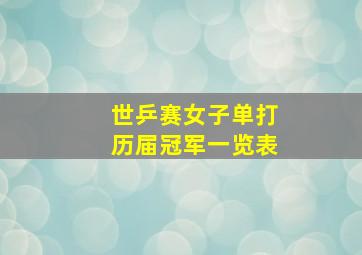 世乒赛女子单打历届冠军一览表