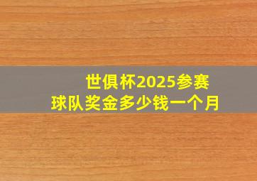 世俱杯2025参赛球队奖金多少钱一个月