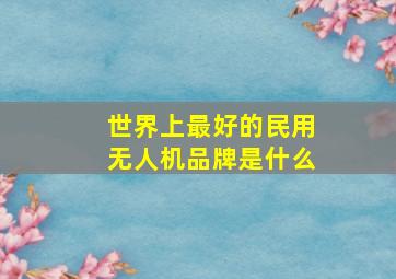 世界上最好的民用无人机品牌是什么