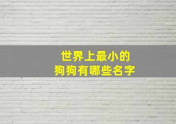 世界上最小的狗狗有哪些名字