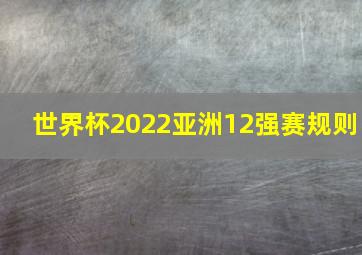 世界杯2022亚洲12强赛规则