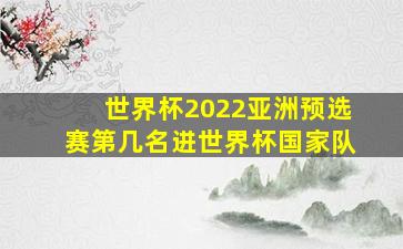 世界杯2022亚洲预选赛第几名进世界杯国家队