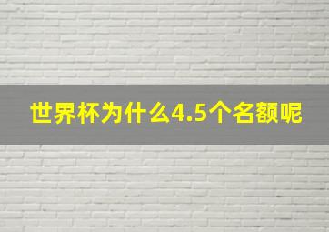 世界杯为什么4.5个名额呢