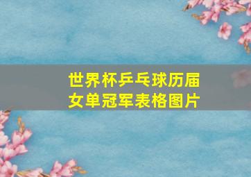 世界杯乒乓球历届女单冠军表格图片