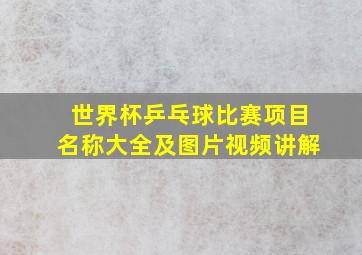 世界杯乒乓球比赛项目名称大全及图片视频讲解