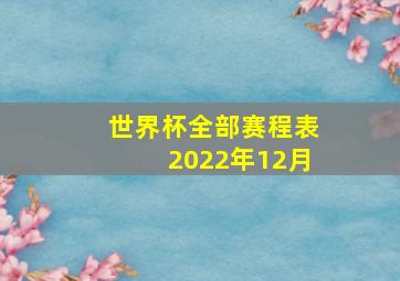 世界杯全部赛程表2022年12月