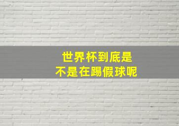 世界杯到底是不是在踢假球呢