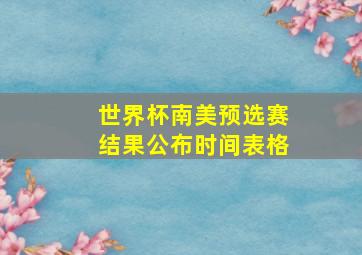 世界杯南美预选赛结果公布时间表格