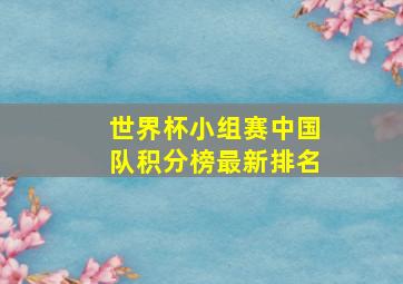 世界杯小组赛中国队积分榜最新排名