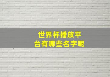 世界杯播放平台有哪些名字呢