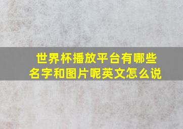 世界杯播放平台有哪些名字和图片呢英文怎么说