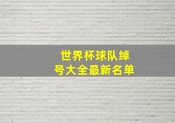 世界杯球队绰号大全最新名单